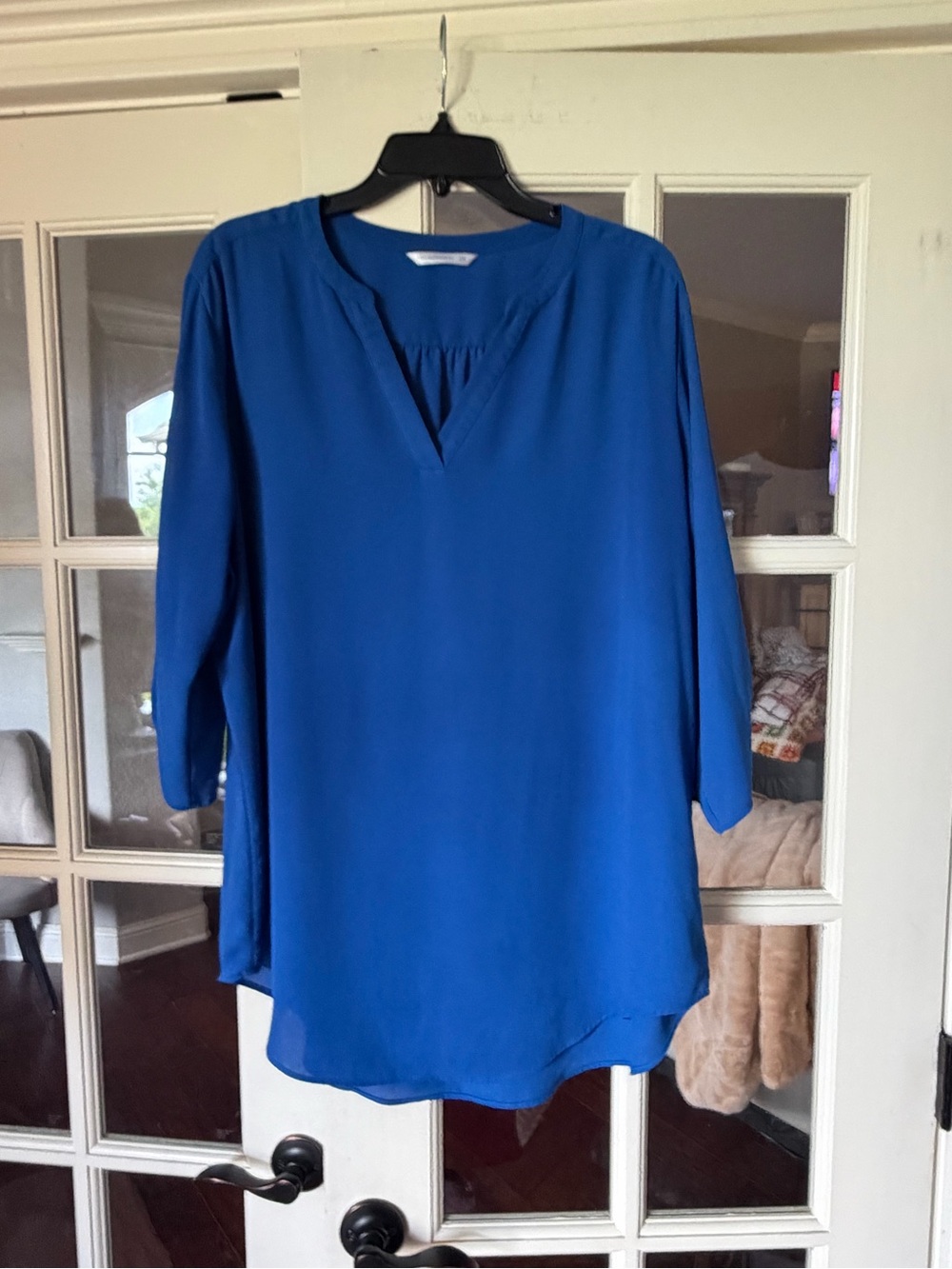 Port Authority Cobalt Blue V-Neck Tunic Blouse XXL